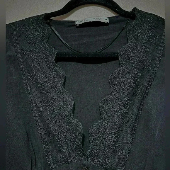 Zara Black Combination Lace Mini Dress - Size M - Picture 5 of 6